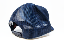 Load image into Gallery viewer, Embroidered Logo Denim Trucker Hat (Centered)